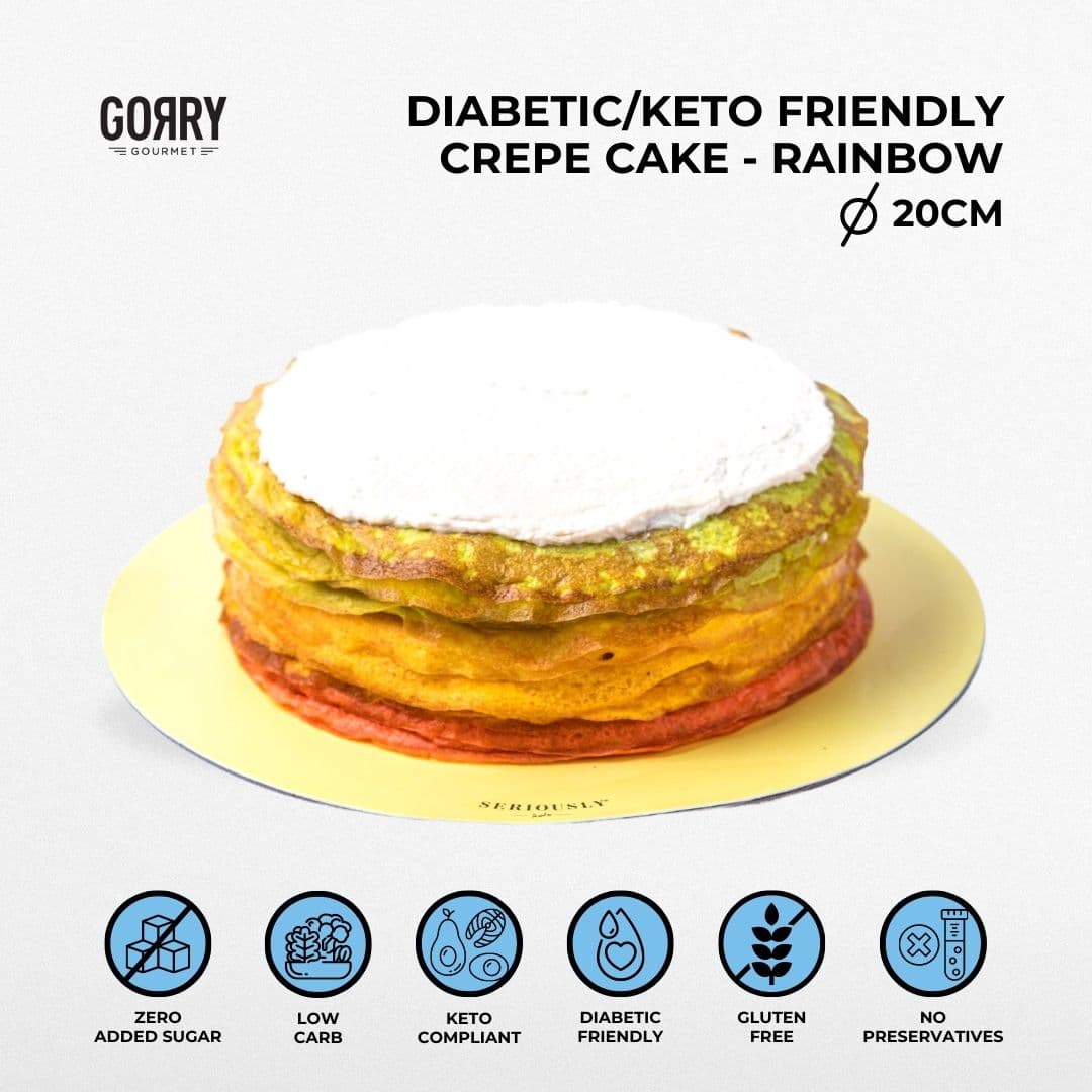 Diabetic / Keto Friendly Crepe Cake - Rainbow (Whole Cake - 20cm)